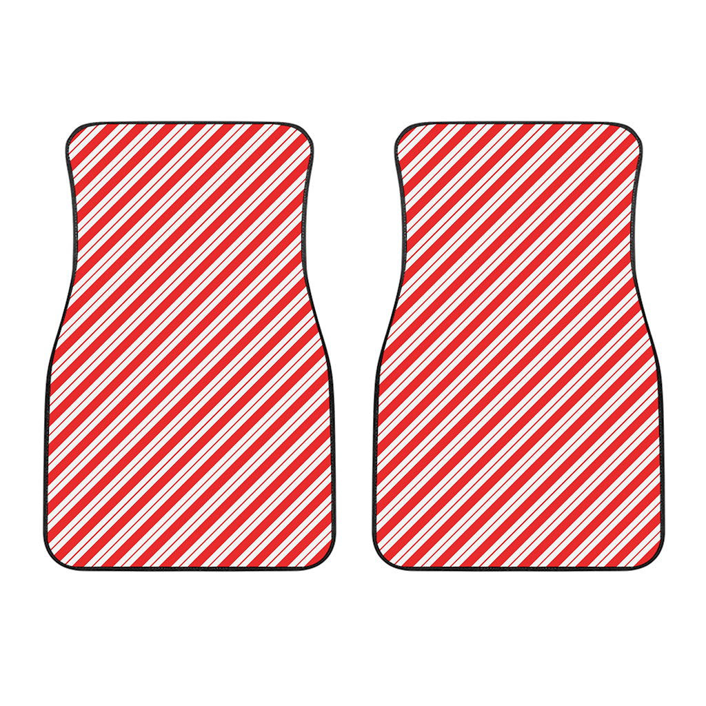 Red And White Candy Cane Stripes Print Front Car Floor Mats