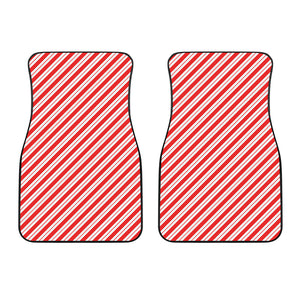 Red And White Candy Cane Stripes Print Front Car Floor Mats