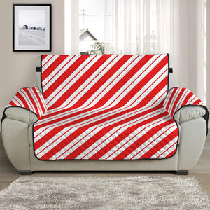 Red And White Candy Cane Stripes Print Half Sofa Protector