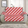 Red And White Candy Cane Stripes Print Half Sofa Protector