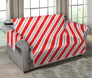 Red And White Candy Cane Stripes Print Loveseat Protector