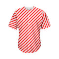 Red And White Candy Cane Stripes Print Men's Baseball Jersey