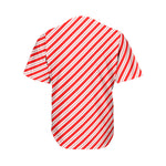 Red And White Candy Cane Stripes Print Men's Baseball Jersey