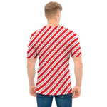 Red And White Candy Cane Stripes Print Men's T-Shirt