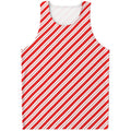 Red And White Candy Cane Stripes Print Men's Tank Top