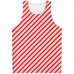 Red And White Candy Cane Stripes Print Men's Tank Top