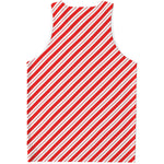 Red And White Candy Cane Stripes Print Men's Tank Top