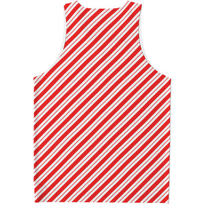 Red And White Candy Cane Stripes Print Men's Tank Top