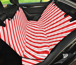 Red And White Candy Cane Stripes Print Pet Car Back Seat Cover