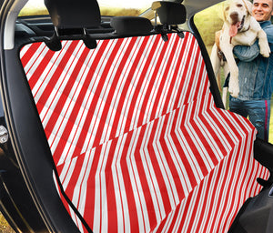 Red And White Candy Cane Stripes Print Pet Car Back Seat Cover