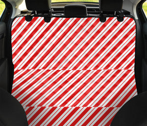 Red And White Candy Cane Stripes Print Pet Car Back Seat Cover