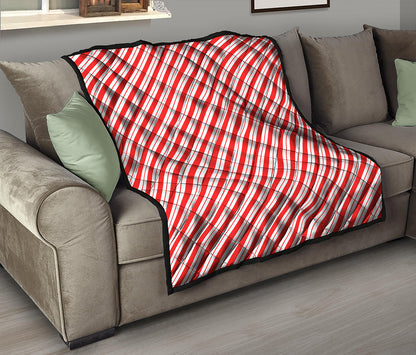 Red And White Candy Cane Stripes Print Quilt