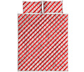 Red And White Candy Cane Stripes Print Quilt Bed Set