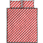 Red And White Candy Cane Stripes Print Quilt Bed Set