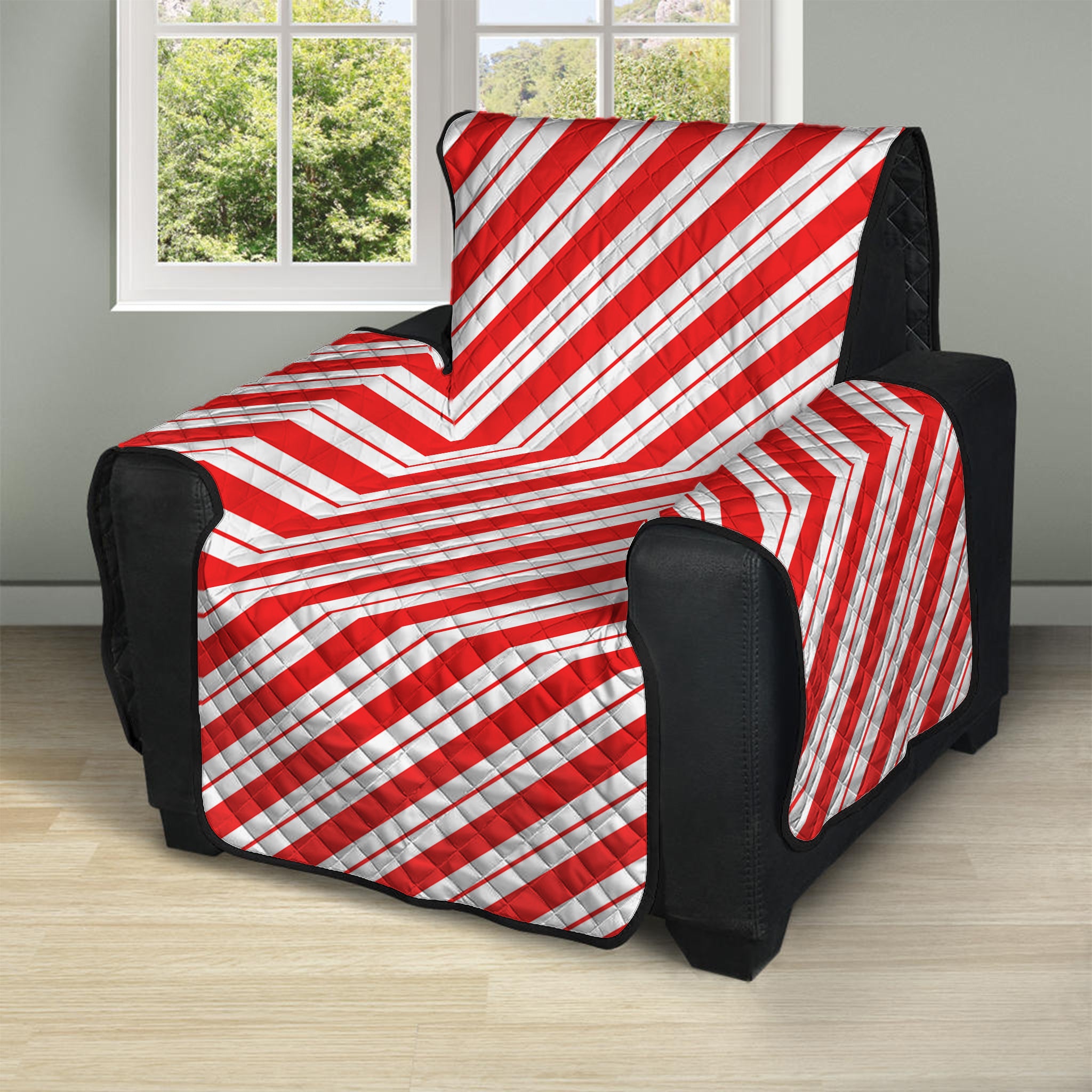 Red And White Candy Cane Stripes Print Recliner Protector