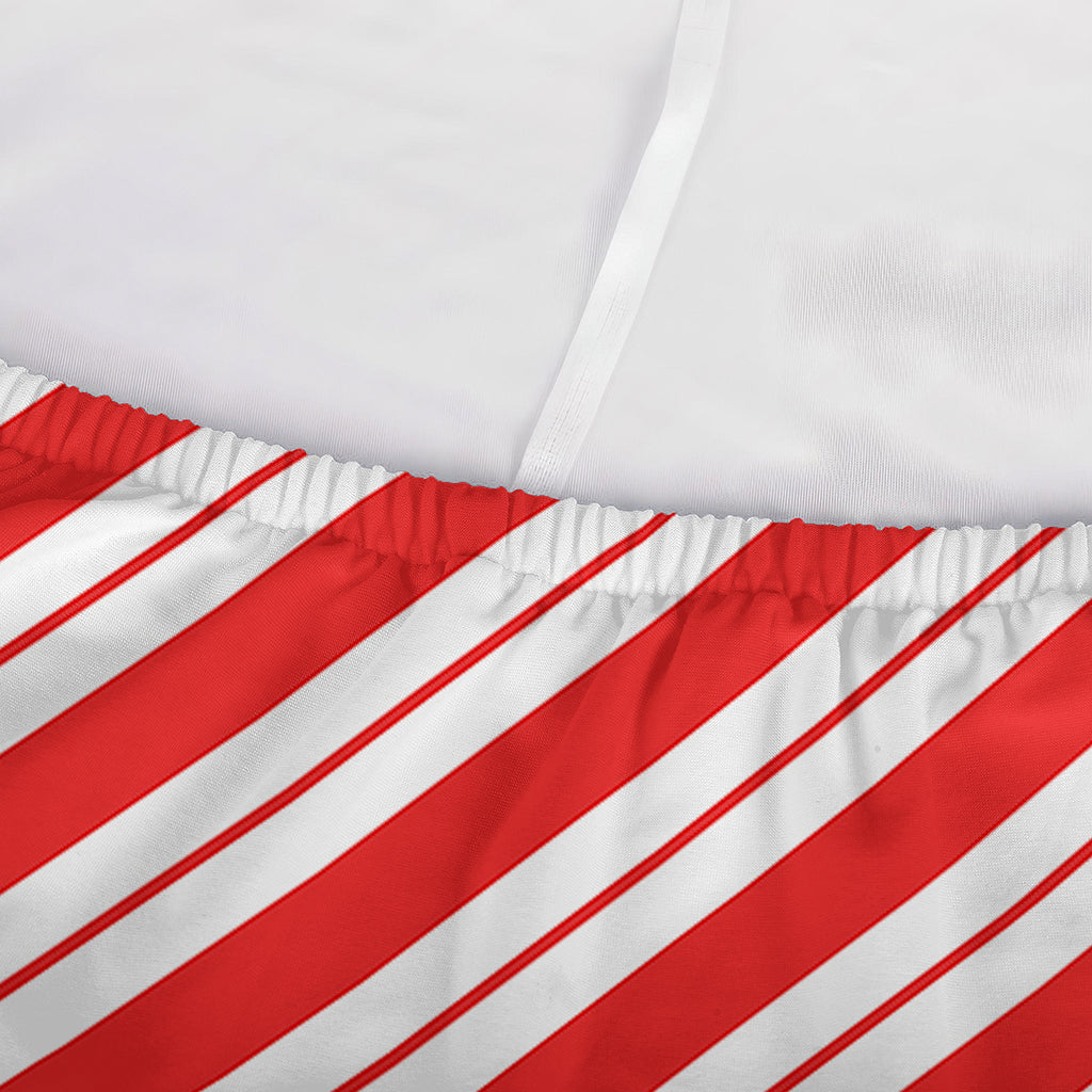 Red And White Candy Cane Stripes Print Sofa Cover