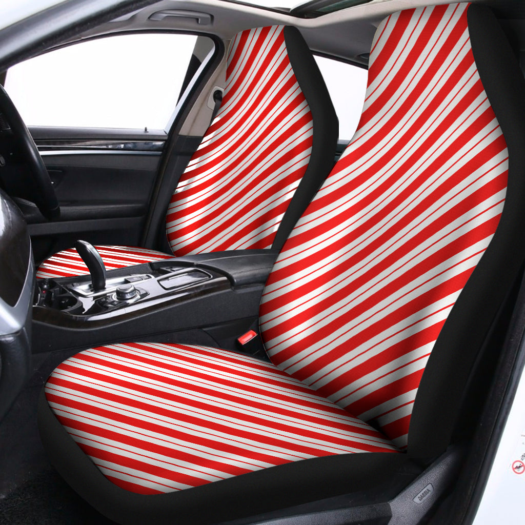 Red And White Candy Cane Stripes Print Universal Fit Car Seat Covers