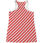 Red And White Candy Cane Stripes Print Women's Racerback Tank Top