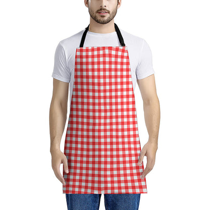 Red And White Check Pattern Print Apron