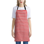 Red And White Check Pattern Print Apron