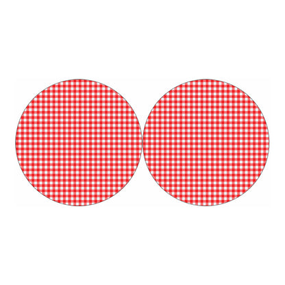 Red And White Check Pattern Print Car Coasters