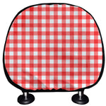 Red And White Check Pattern Print Car Headrest Covers