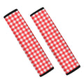 Red And White Check Pattern Print Car Seat Belt Covers