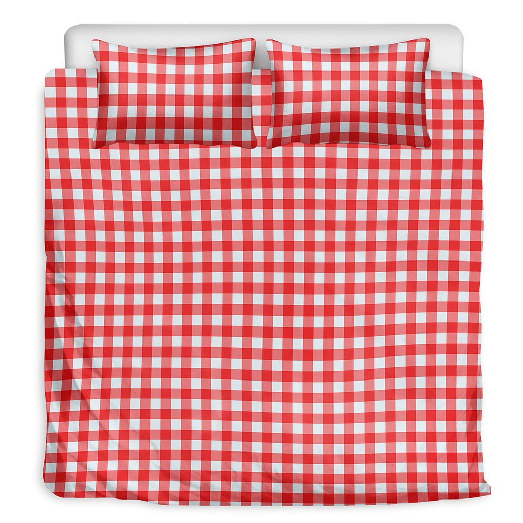 Red And White Check Pattern Print Duvet Cover Bedding Set