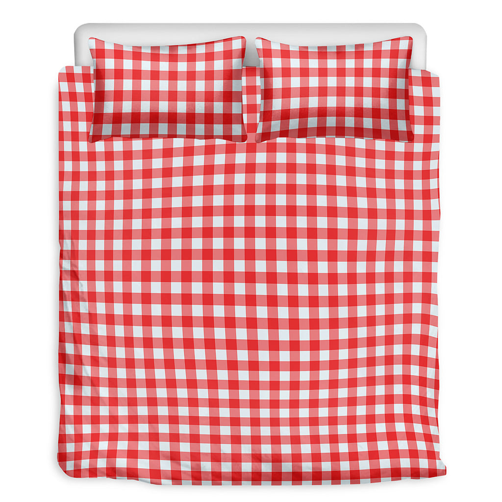 Red And White Check Pattern Print Duvet Cover Bedding Set