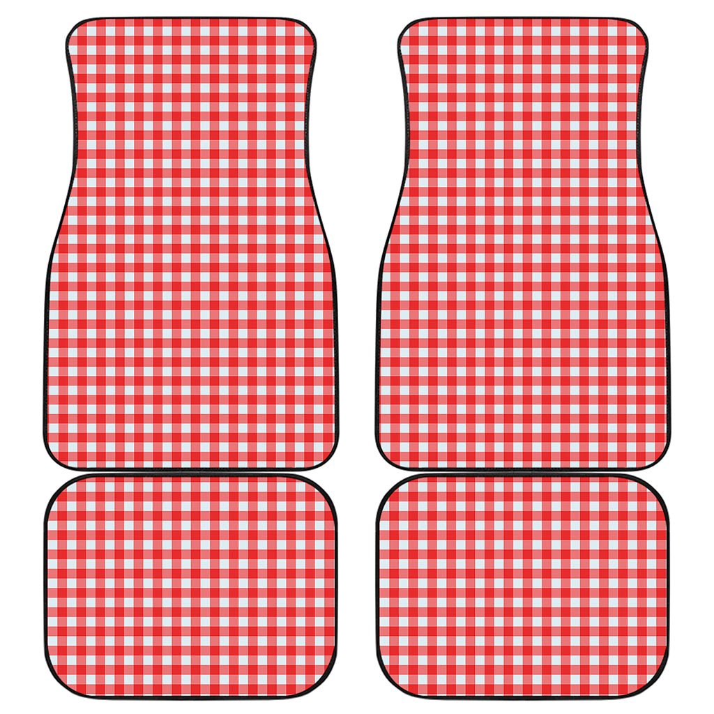 Red And White Check Pattern Print Front and Back Car Floor Mats