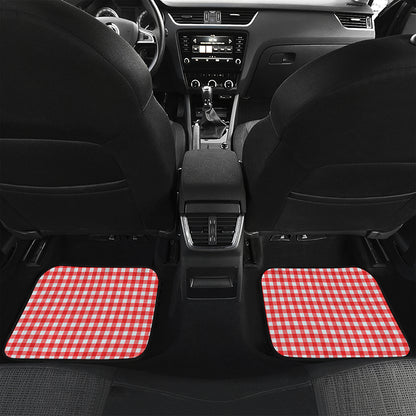 Red And White Check Pattern Print Front and Back Car Floor Mats