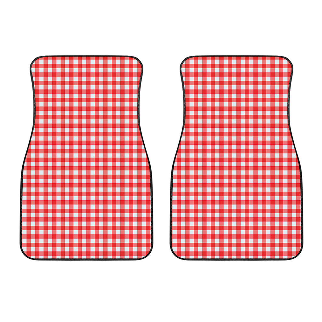 Red And White Check Pattern Print Front Car Floor Mats