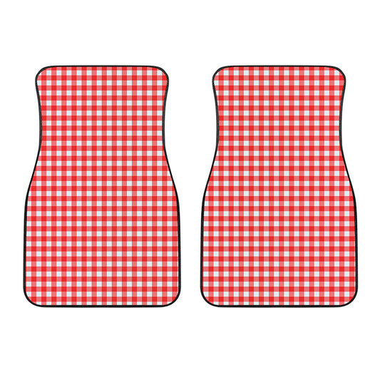 Red And White Check Pattern Print Front Car Floor Mats
