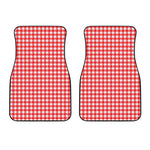 Red And White Check Pattern Print Front Car Floor Mats