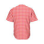 Red And White Check Pattern Print Men's Baseball Jersey