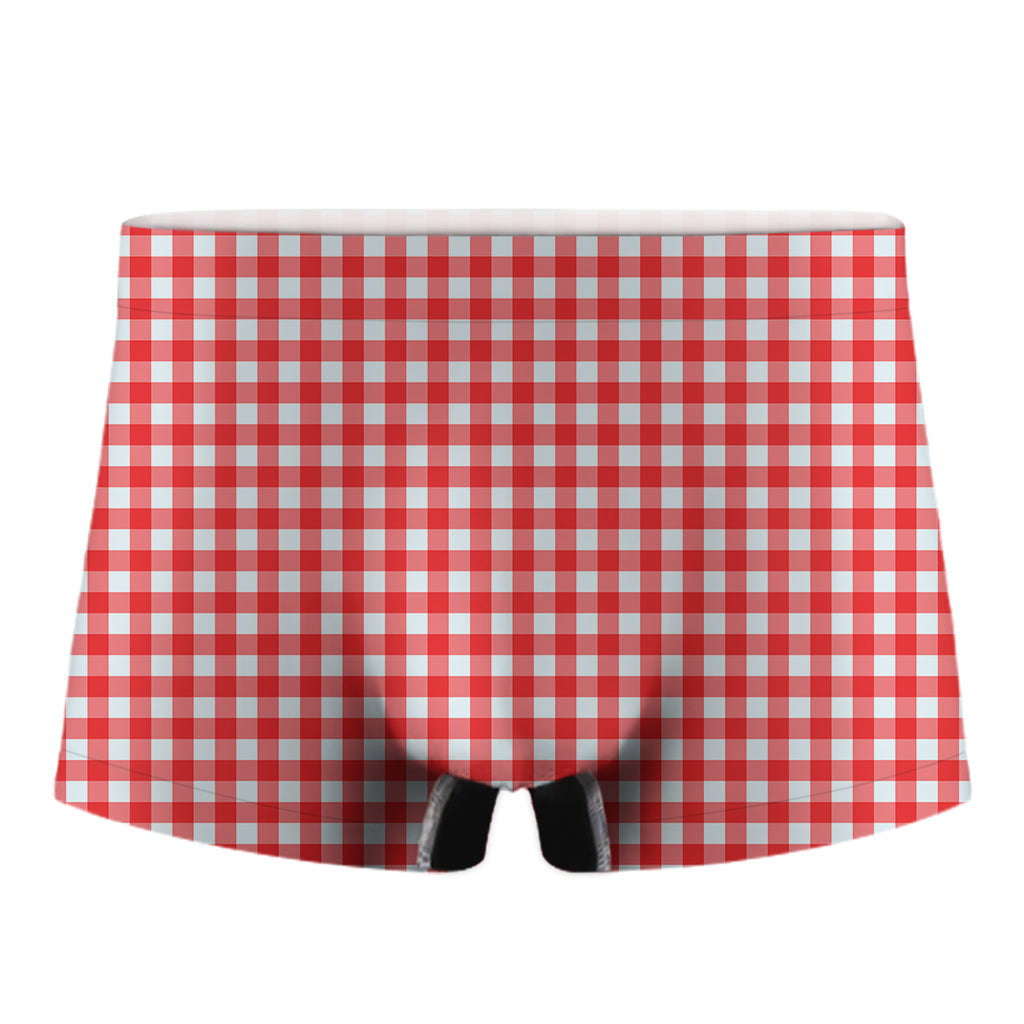 Red And White Check Pattern Print Men's Boxer Briefs