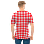 Red And White Check Pattern Print Men's T-Shirt