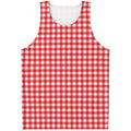 Red And White Check Pattern Print Men's Tank Top