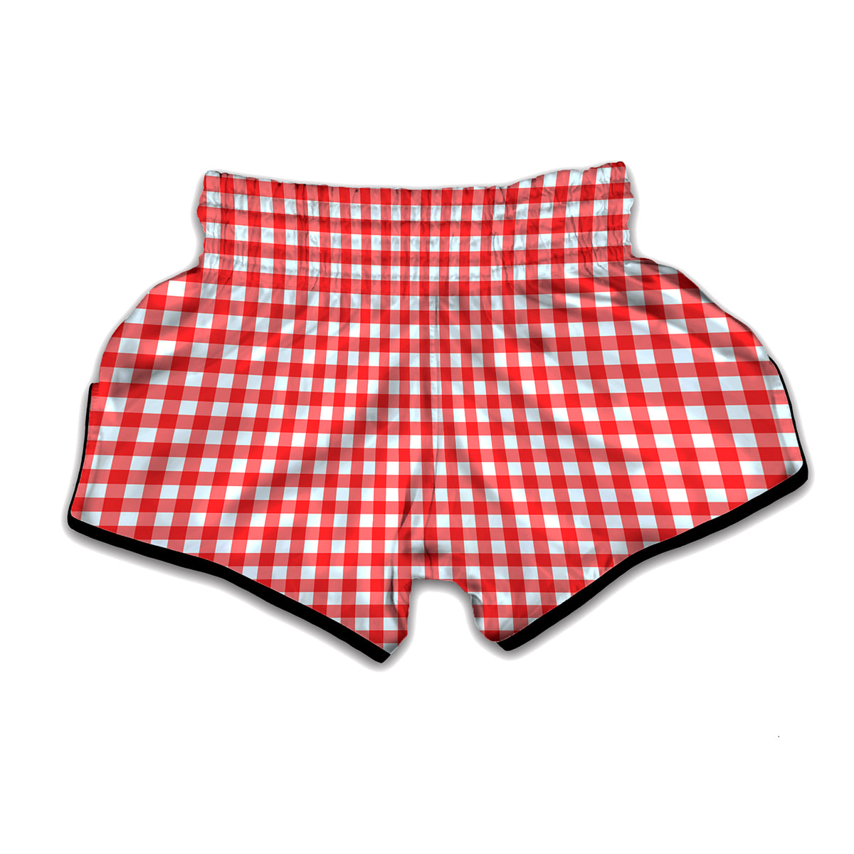 Red And White Check Pattern Print Muay Thai Boxing Shorts