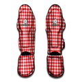 Red And White Check Pattern Print Muay Thai Shin Guards