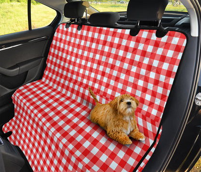 Red And White Check Pattern Print Pet Car Back Seat Cover