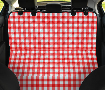 Red And White Check Pattern Print Pet Car Back Seat Cover