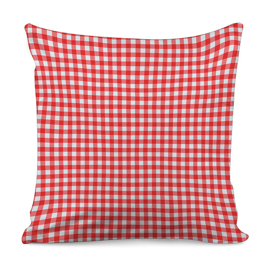 Red And White Check Pattern Print Pillow Cover
