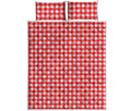 Red And White Check Pattern Print Quilt Bed Set