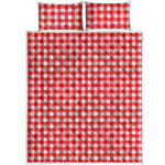 Red And White Check Pattern Print Quilt Bed Set