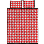 Red And White Check Pattern Print Quilt Bed Set