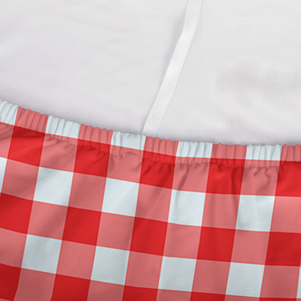 Red And White Check Pattern Print Sofa Cover