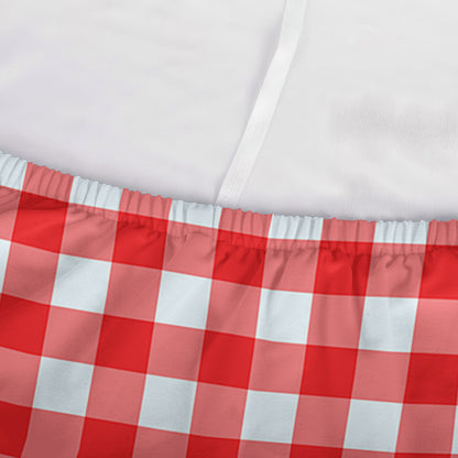 Red And White Check Pattern Print Sofa Cover