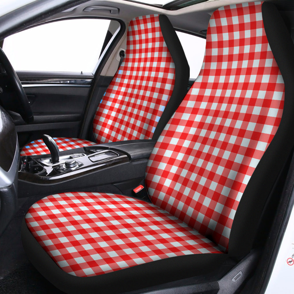 Red And White Check Pattern Print Universal Fit Car Seat Covers