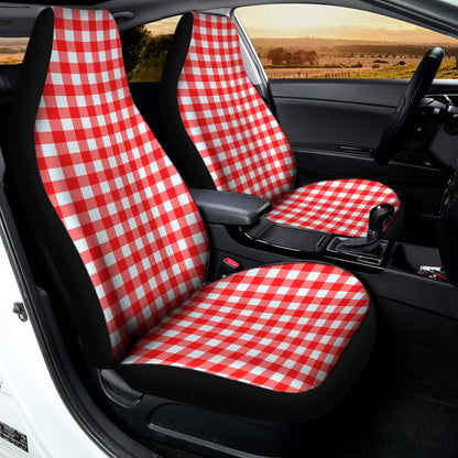 Red And White Check Pattern Print Universal Fit Car Seat Covers